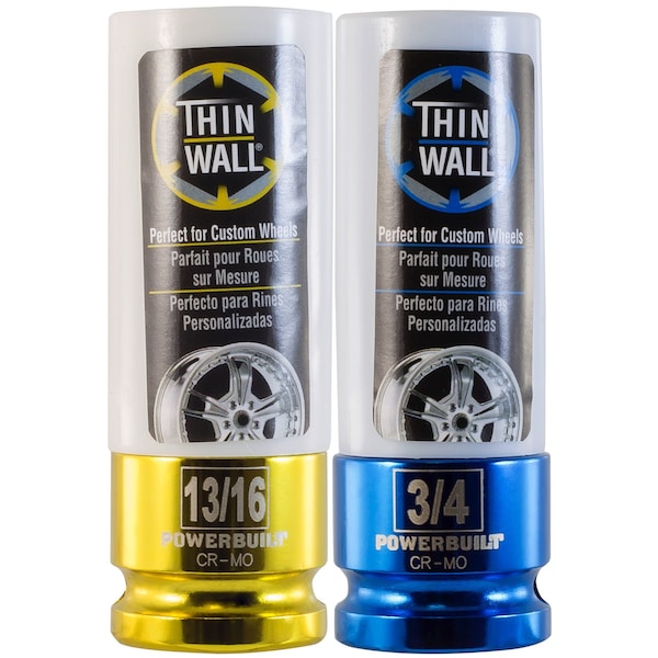 2Pc SAE Thin Wall Wheel Socket Set